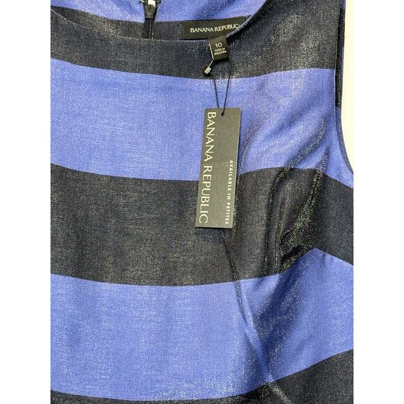 Banana Republic NWT Blue & Black Striped Peplum Top - Sleek & Chic - Picture 3 of 4